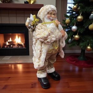 Mos Craciun Muzical 60cm Auriu 001